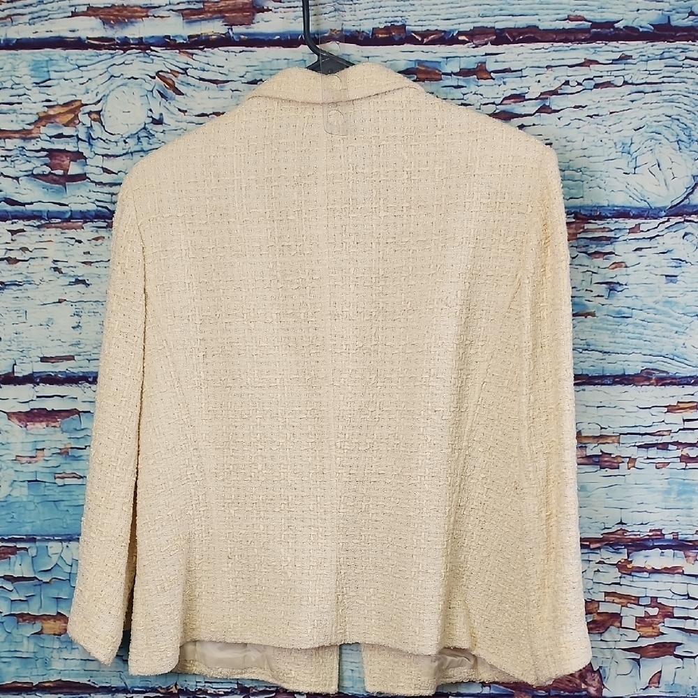 Teri Jon Women's Textured Cream Blazer Size 14 - Picture 2 of 5